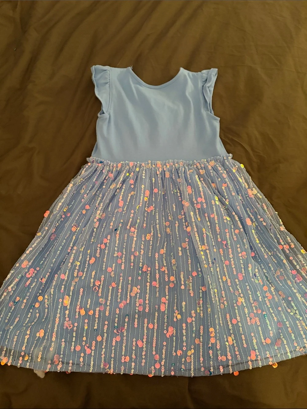 Disney Girls Light Blue Frozen Elsa Layered Tulle Dress Pair